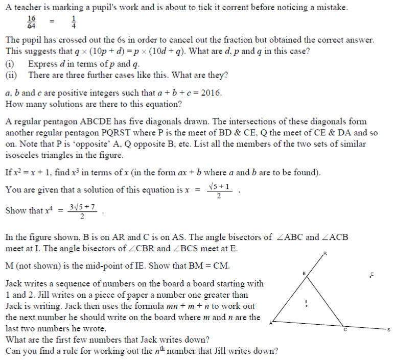 Math questions Grade 9