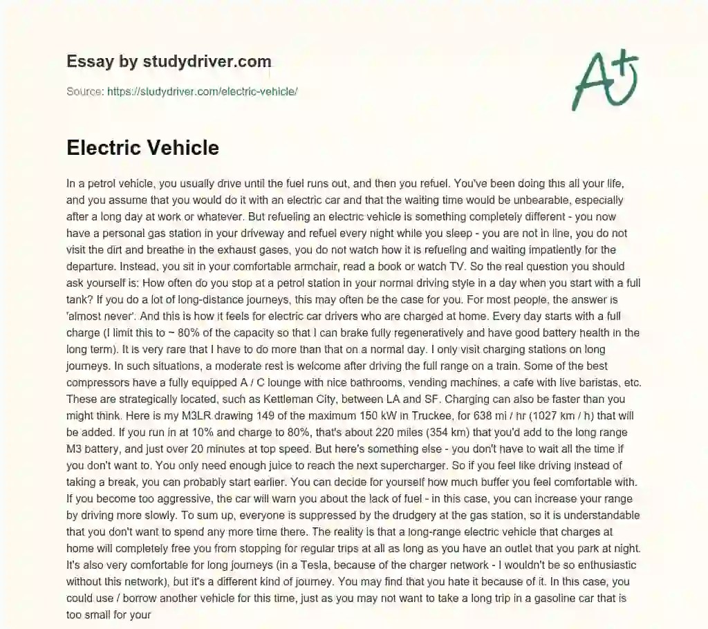 Electric Vehicle Free Essay Example