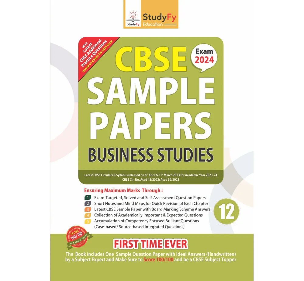 StudyFy CBSE Sample Papers Class 12 Business Studies For 2024 Exam
