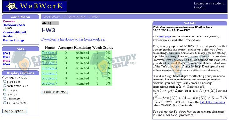 Webwork Answers - studyhelppro