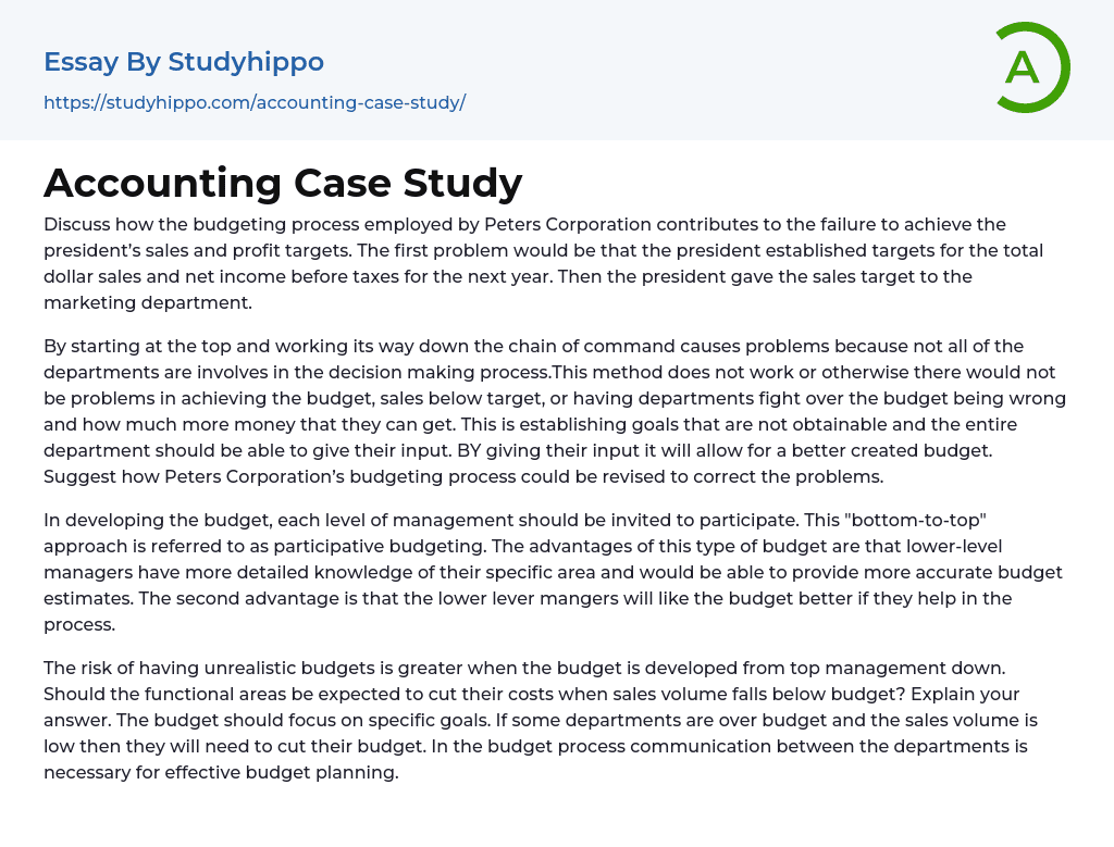 Accounting Case Study Essay Example