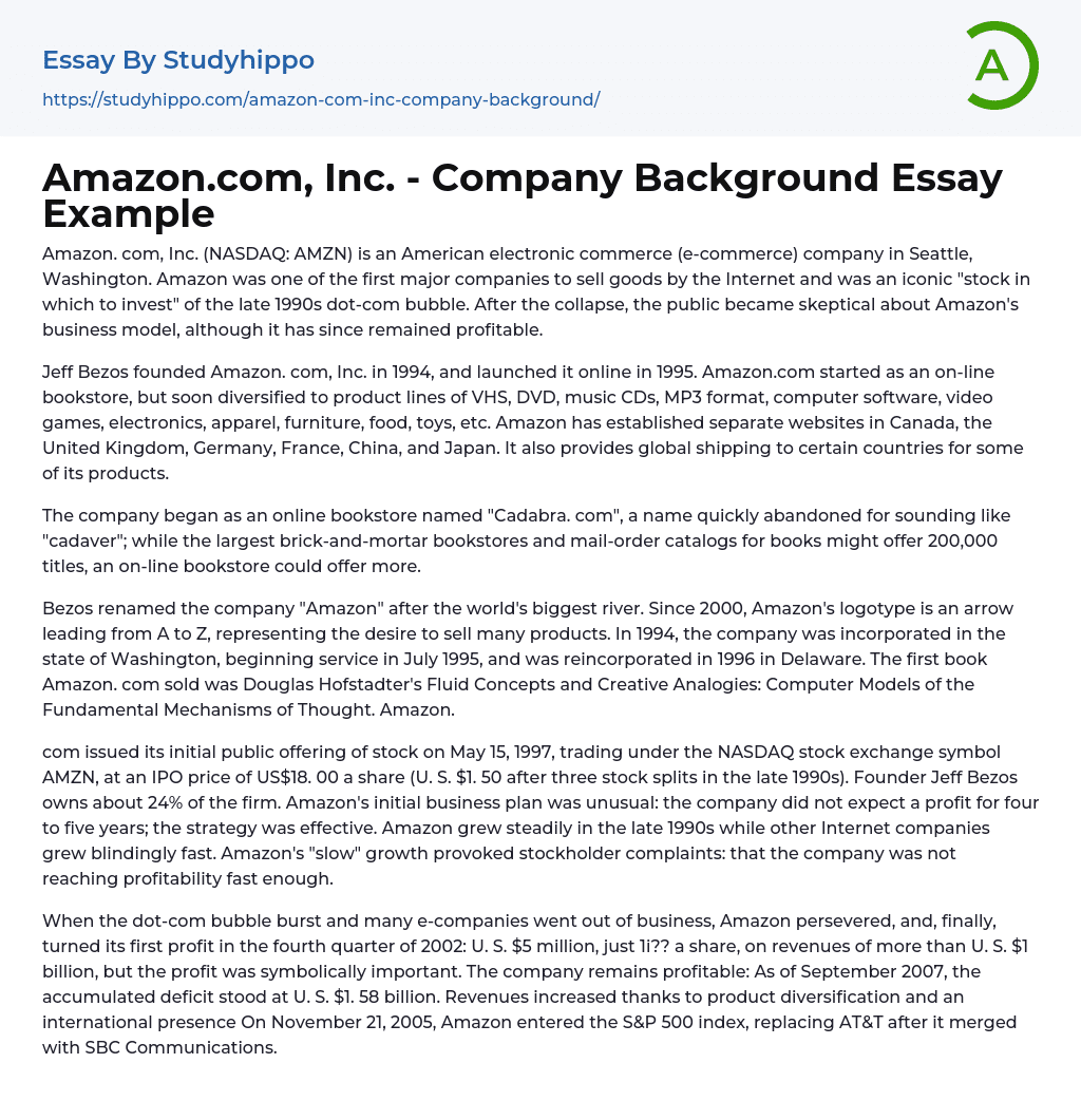 Inc. Company Background Essay Example