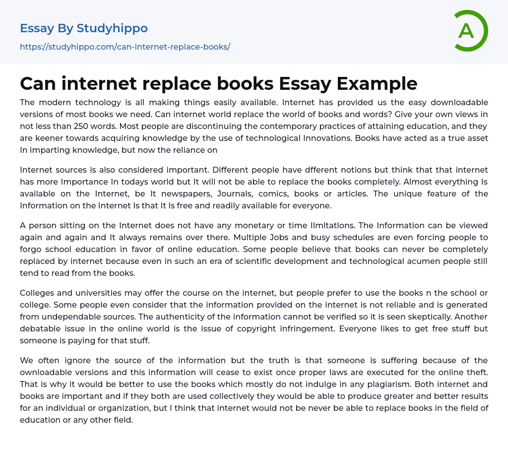 Can replace books Essay Example