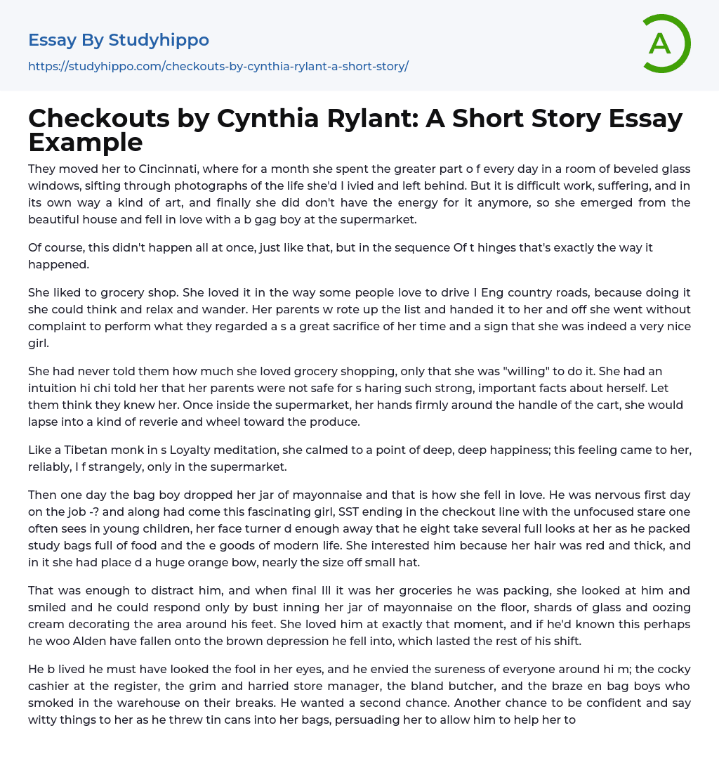 Checkouts by Cynthia Rylant A Short Story Essay Example