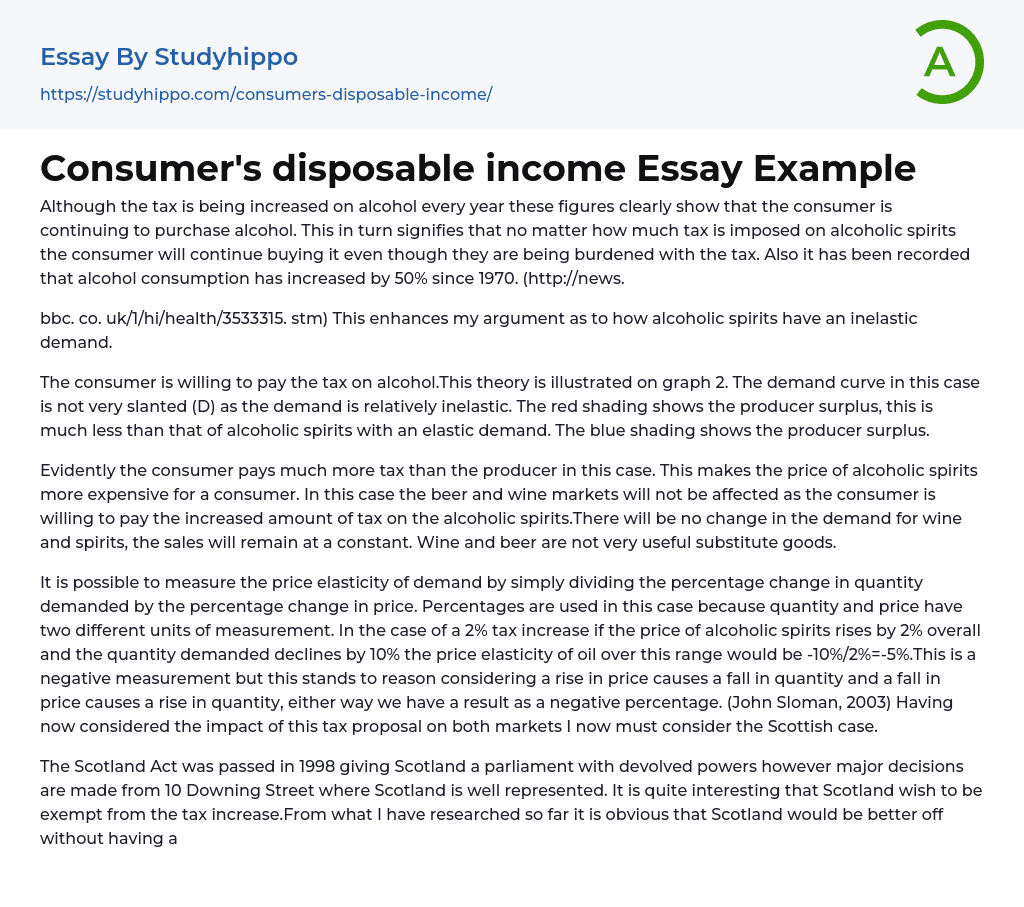Consumer’s disposable Essay Example