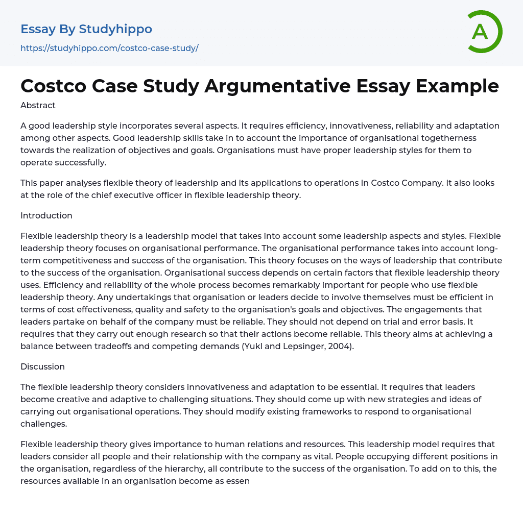 Costco Case Study Argumentative Essay Example