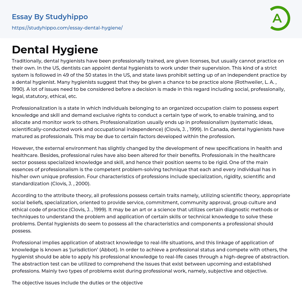 Dental Hygiene Essay Example