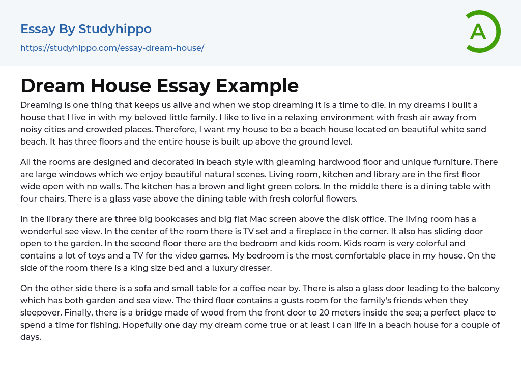 Dream House Essay Example