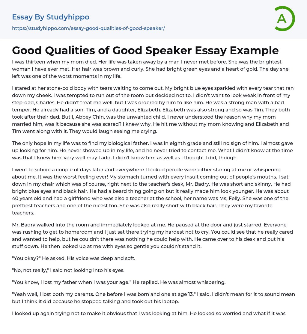 Good Qualities of Good Speaker Essay Example