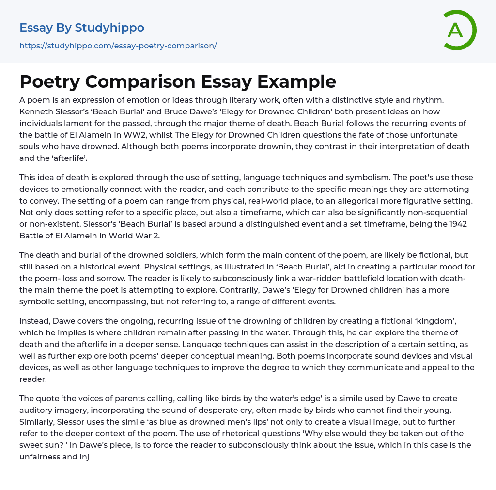 Poetry Comparison Essay Example