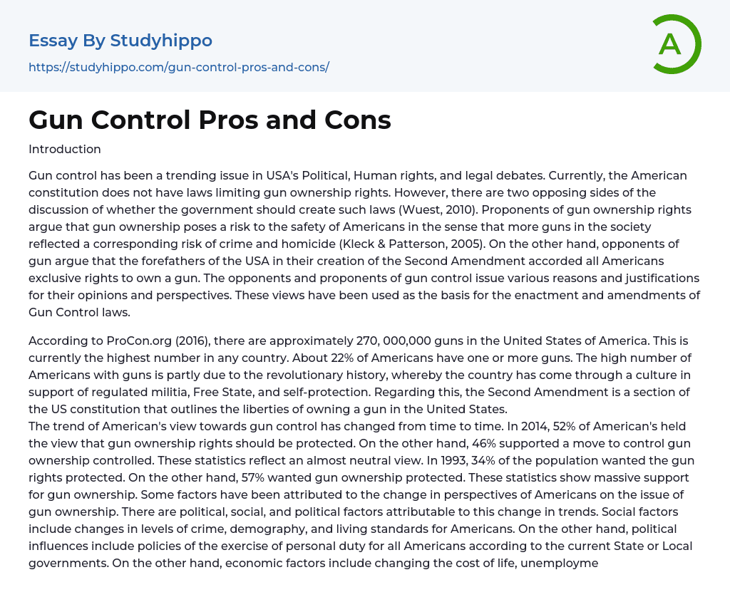 Gun Control Pros and Cons