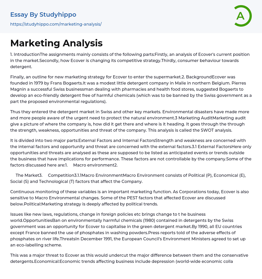 Marketing Analysis Essay Example