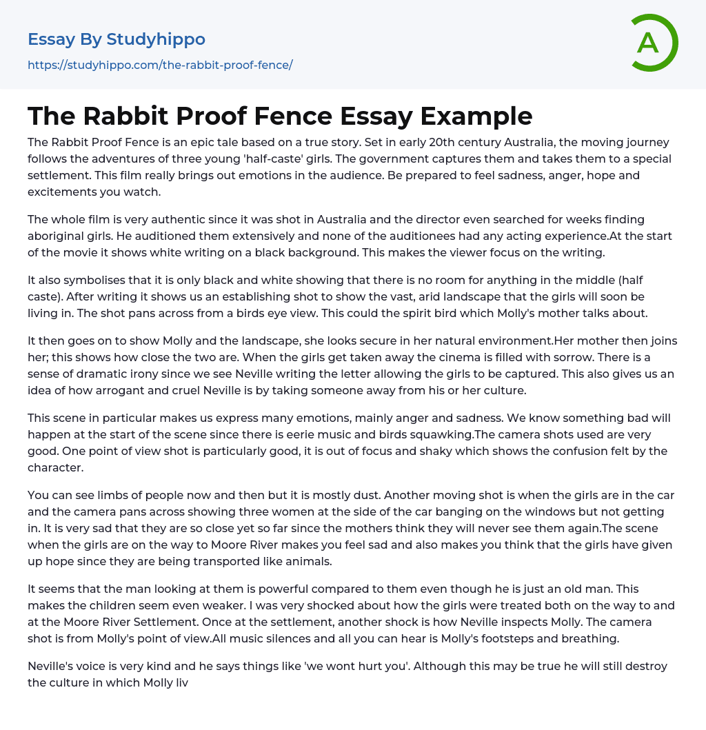 The Rabbit Proof Fence Essay Example