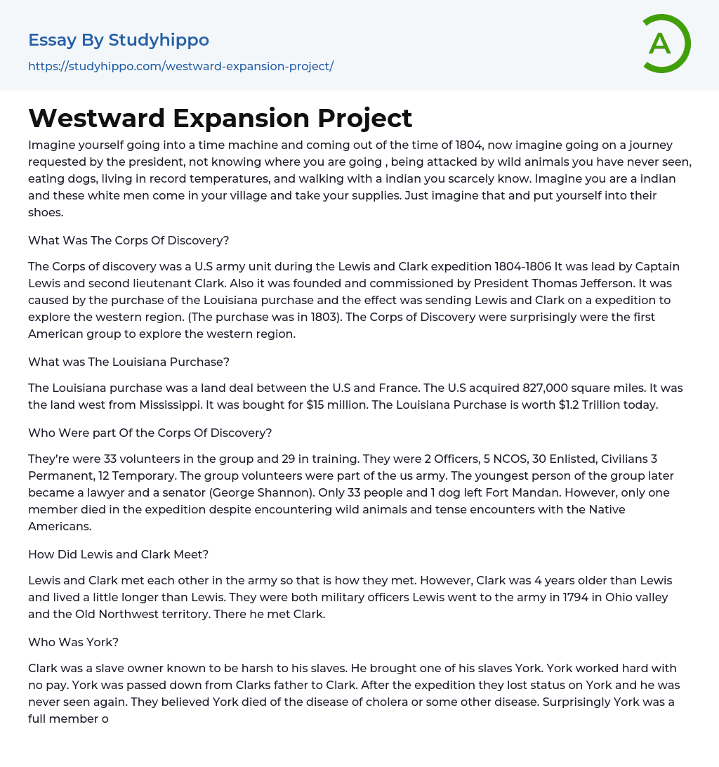 Westward Expansion Project Essay Example