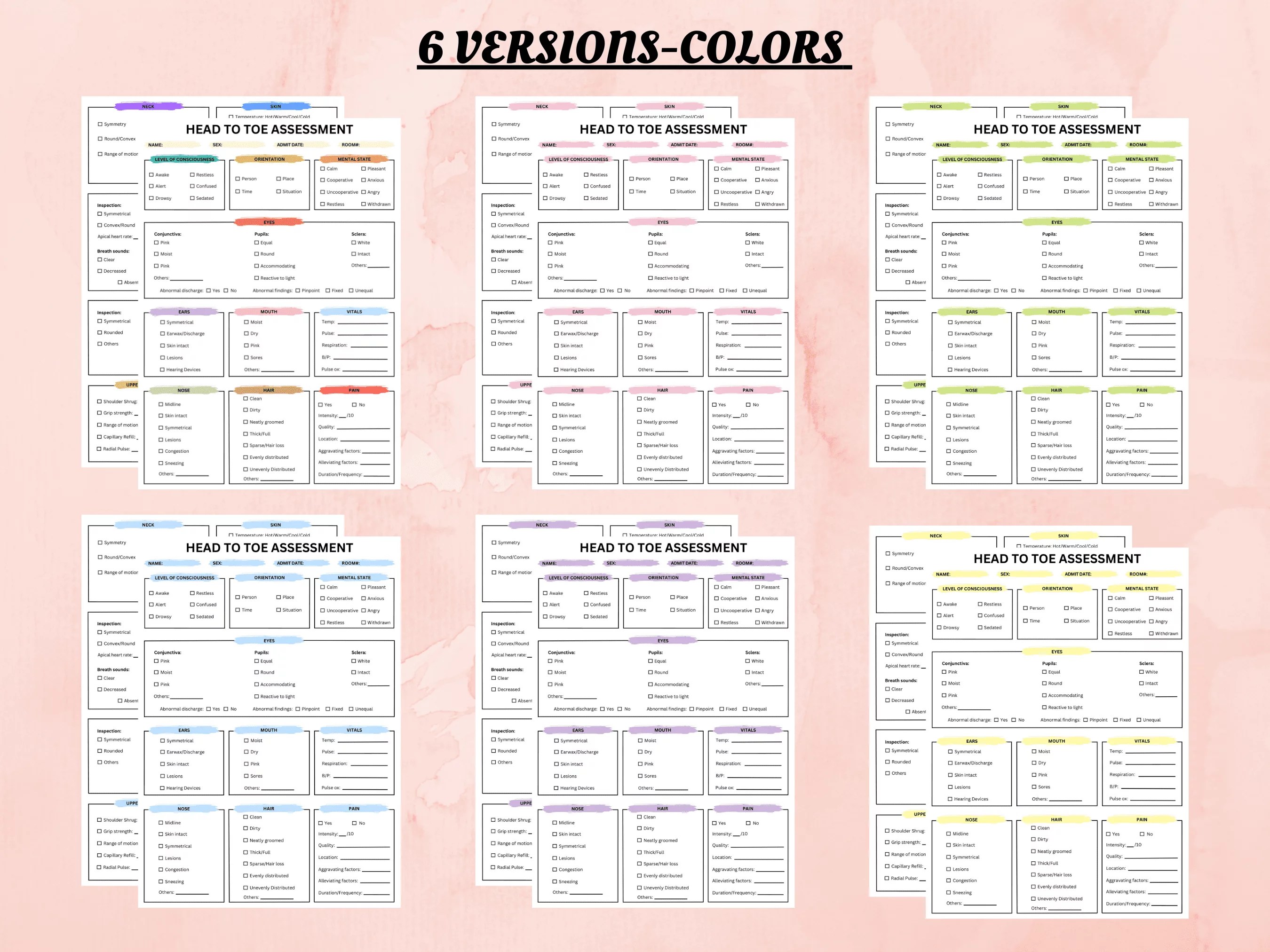 Head To Toe Assessment Nursing Template Study In Nursing
