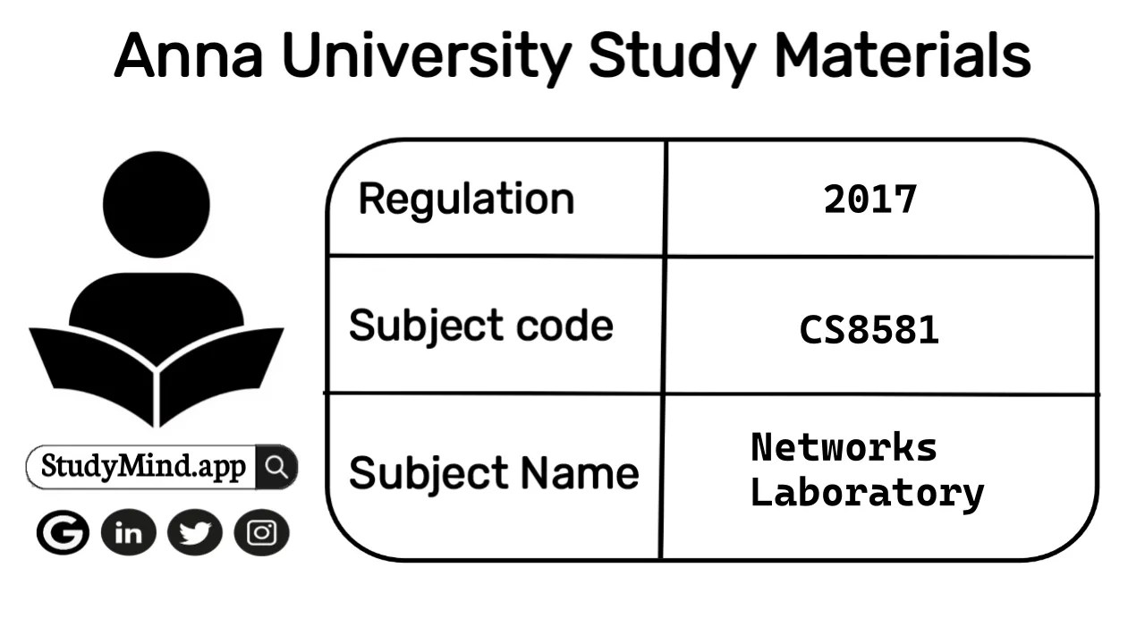 [PDF] CS8581 Networks Laboratory 2017 Regulation Syllabus and Lab