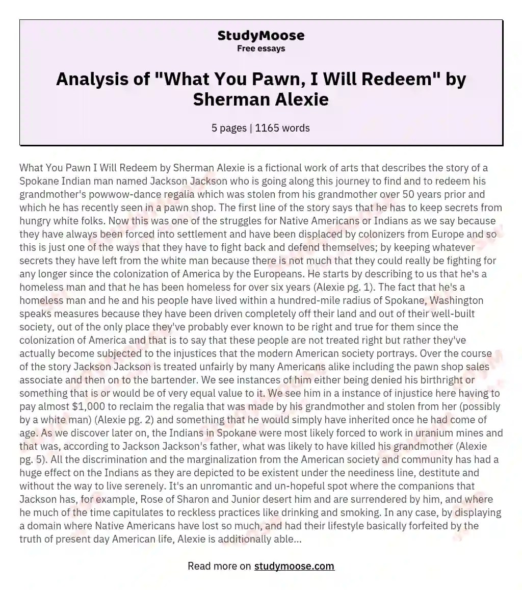 💐 Pawn shop sherman alexie analysis. Evolution Poem Summary and Analysis. 20221021