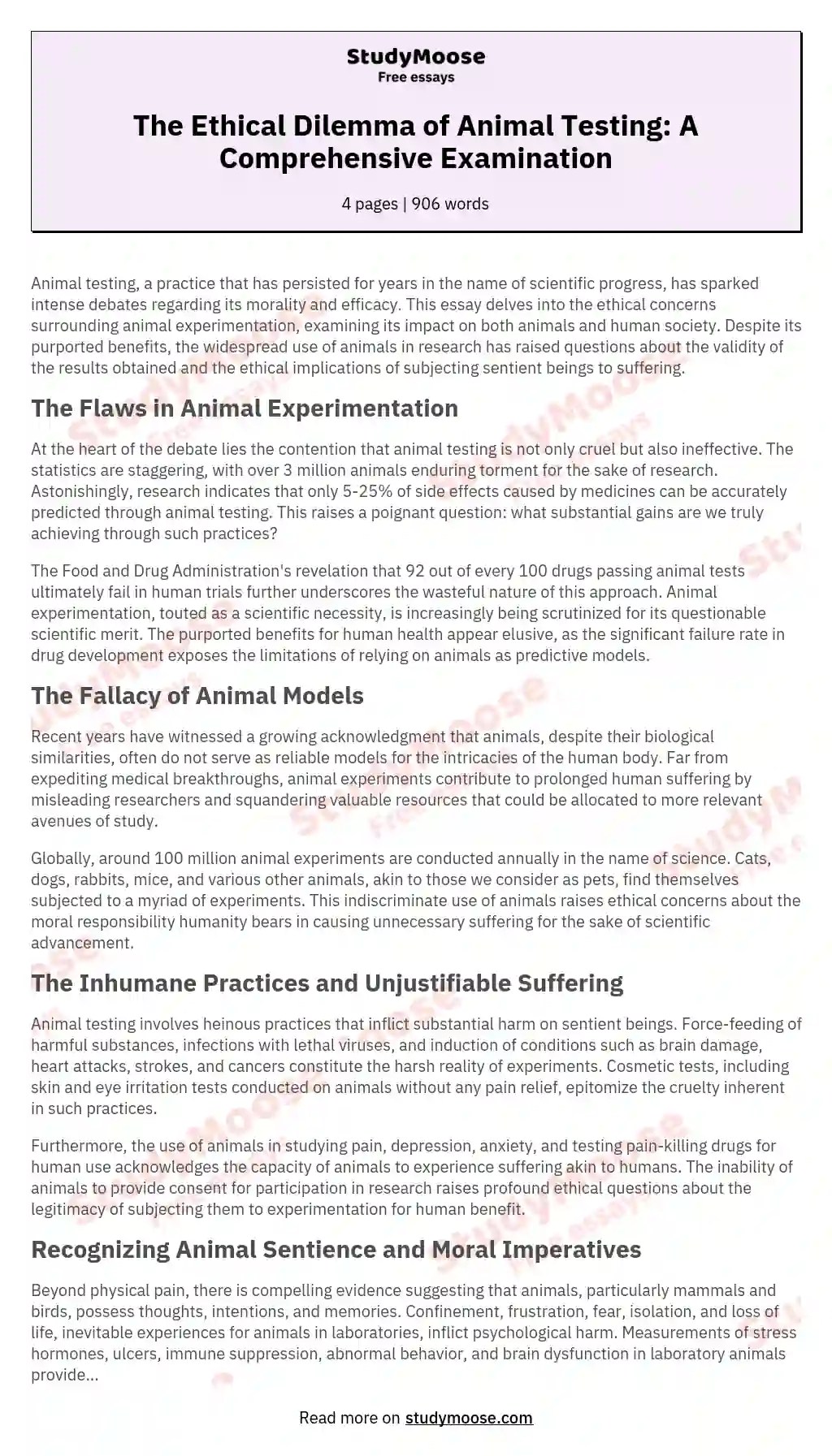 The Ethical Dilemma of Animal Testing A Comprehensive Examination Free