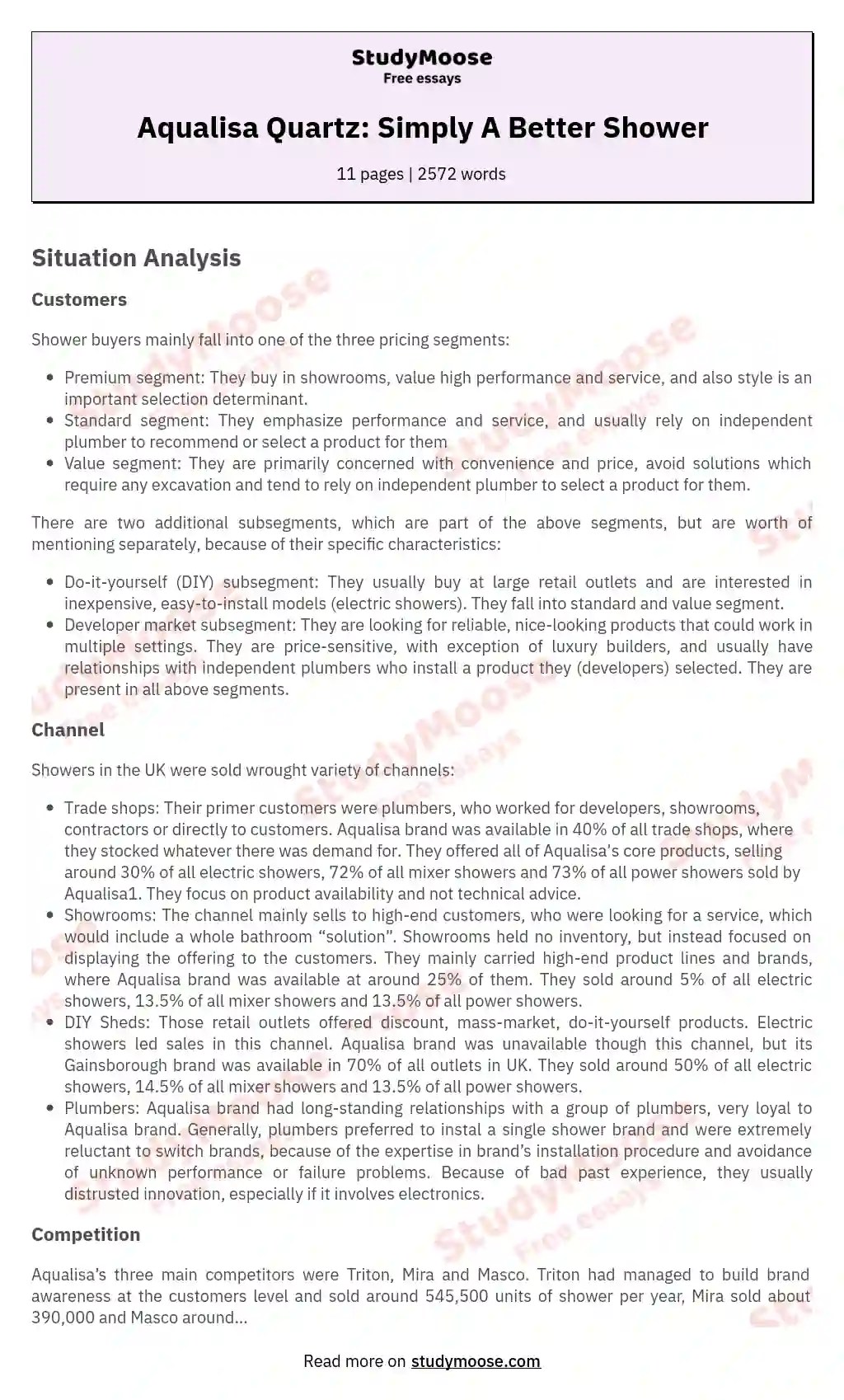 Aqualisa Quartz Simply A Better Shower Free Essay Example