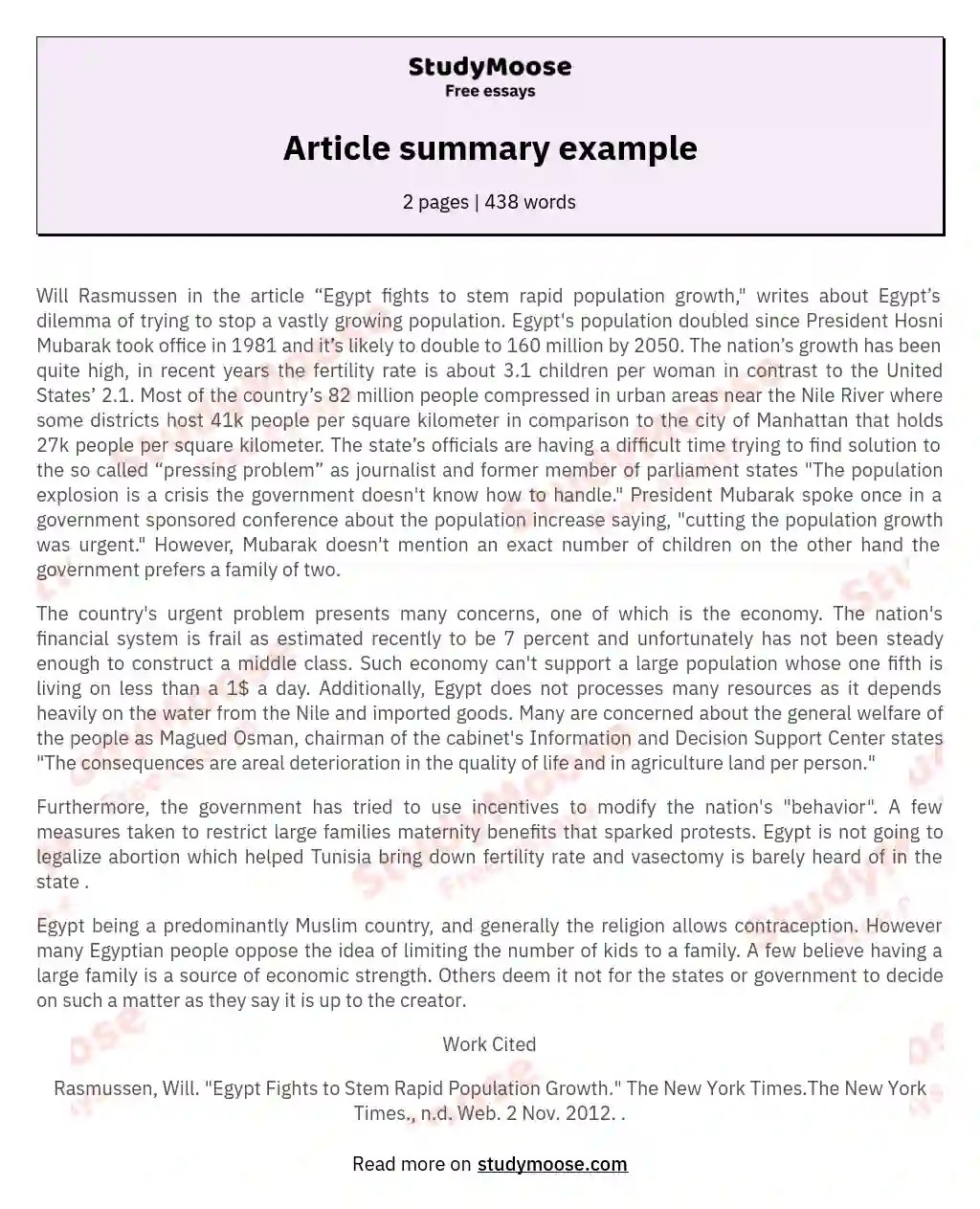 Article summary example Free Essay Example