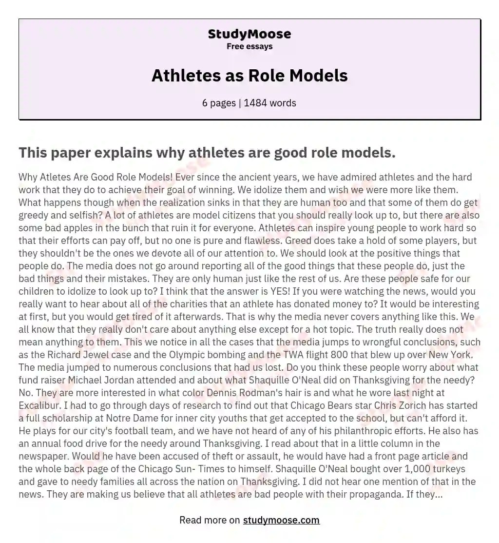 Athlete Complexities Beyond Stereotypes and Media Glare Free Essay Example