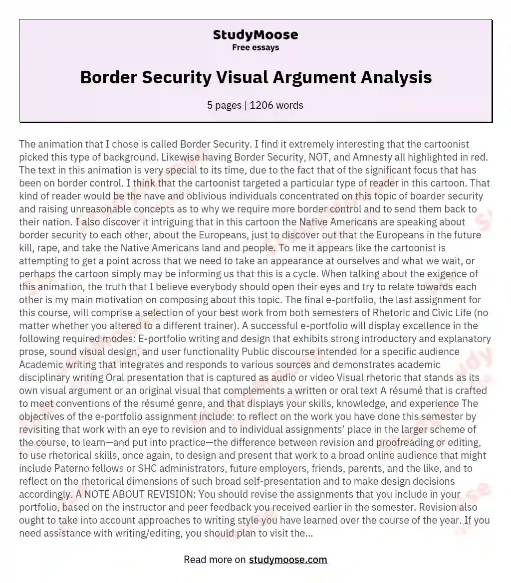 Border Security Visual Argument Analysis Free Essay Example