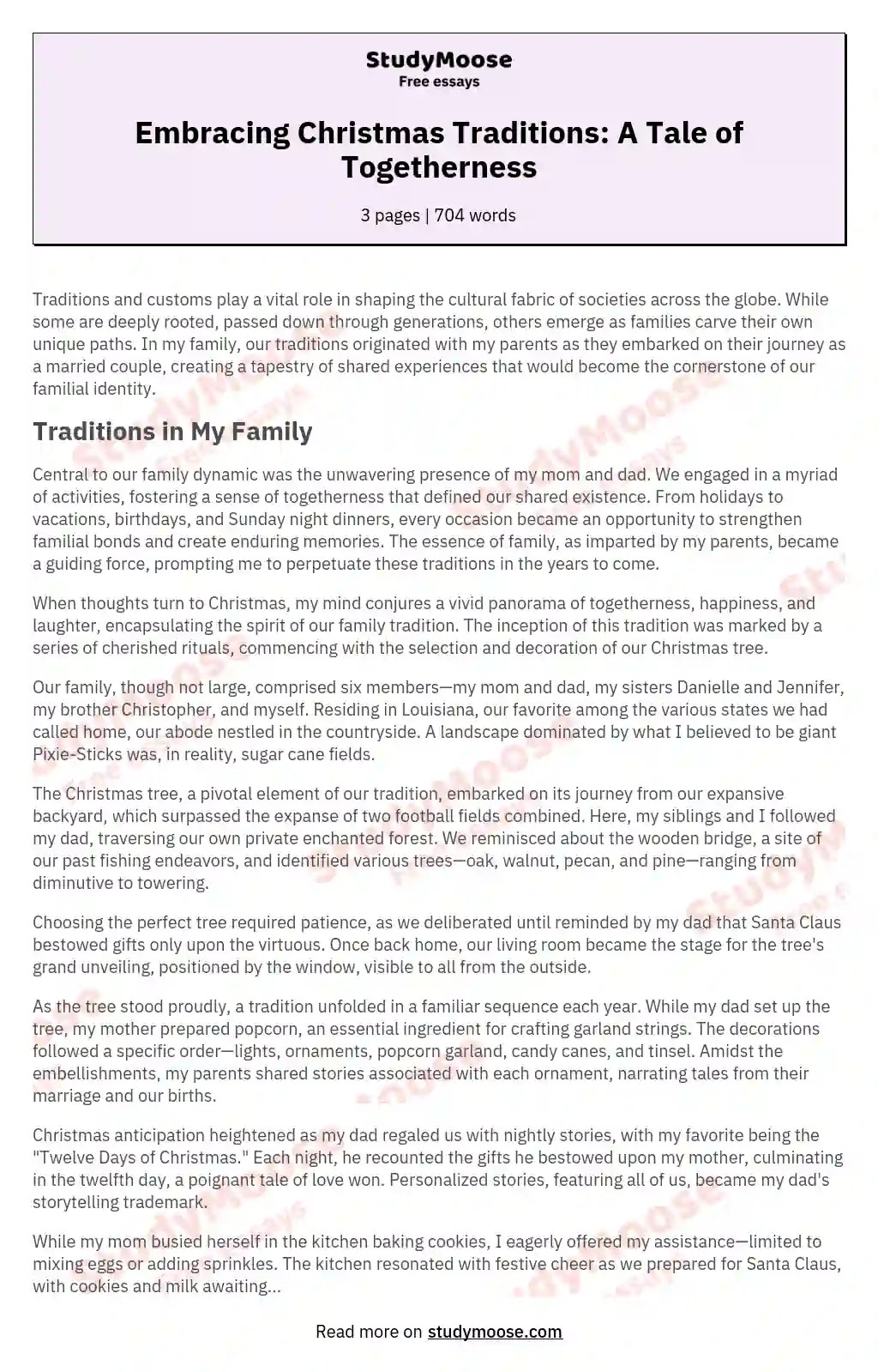 Embracing Christmas Traditions A Tale of Togetherness Free Essay Example