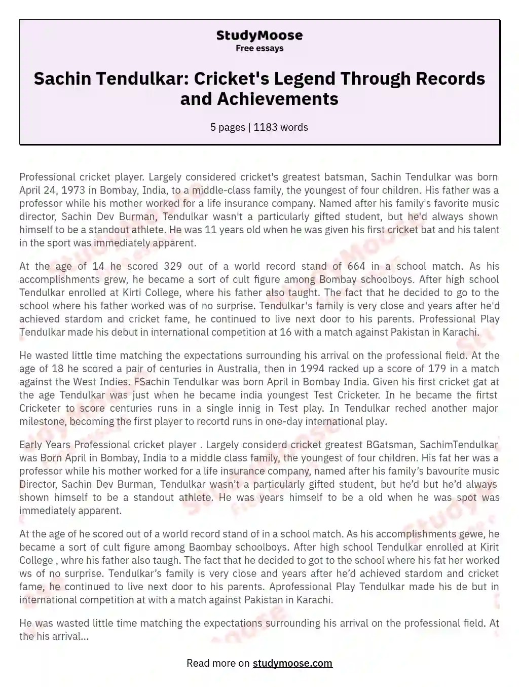 Sachin Tendulkar Cricket's Legend Through Records and Achievements