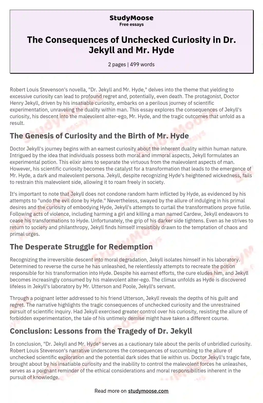 💄 Dr jekyll and mr hyde essay examples. The Strange Case of Dr. Jekyll