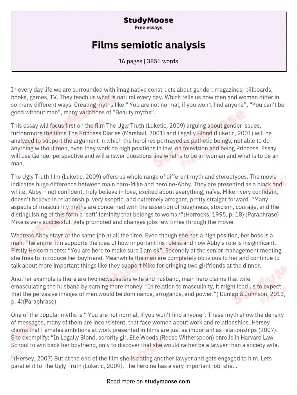 Films semiotic analysis film analysis paper example and free essay example