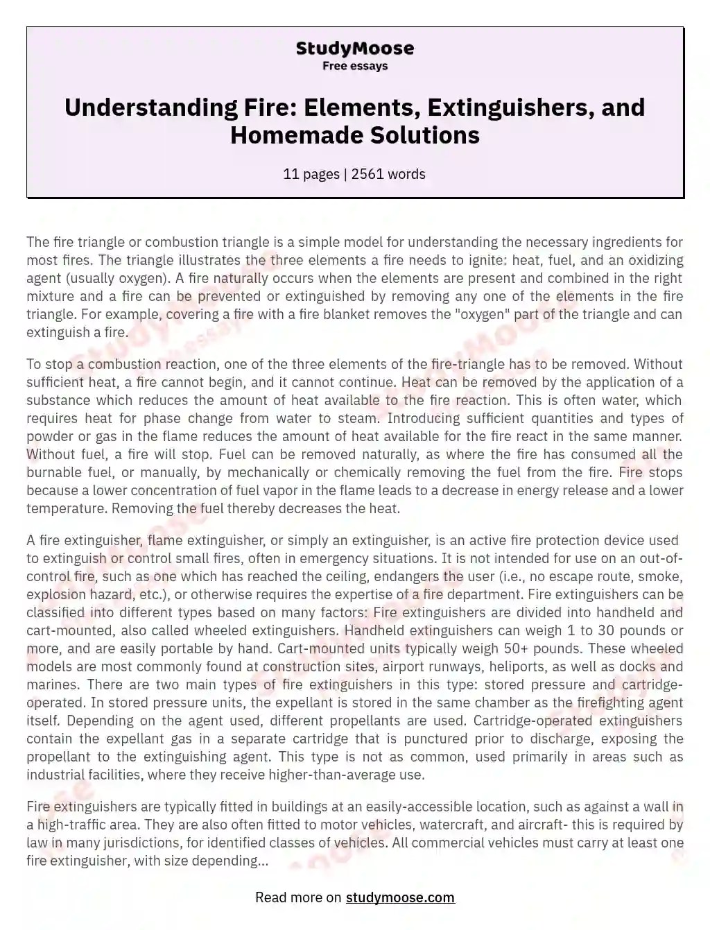 Understanding Fire Elements, Extinguishers, and Homemade Solutions