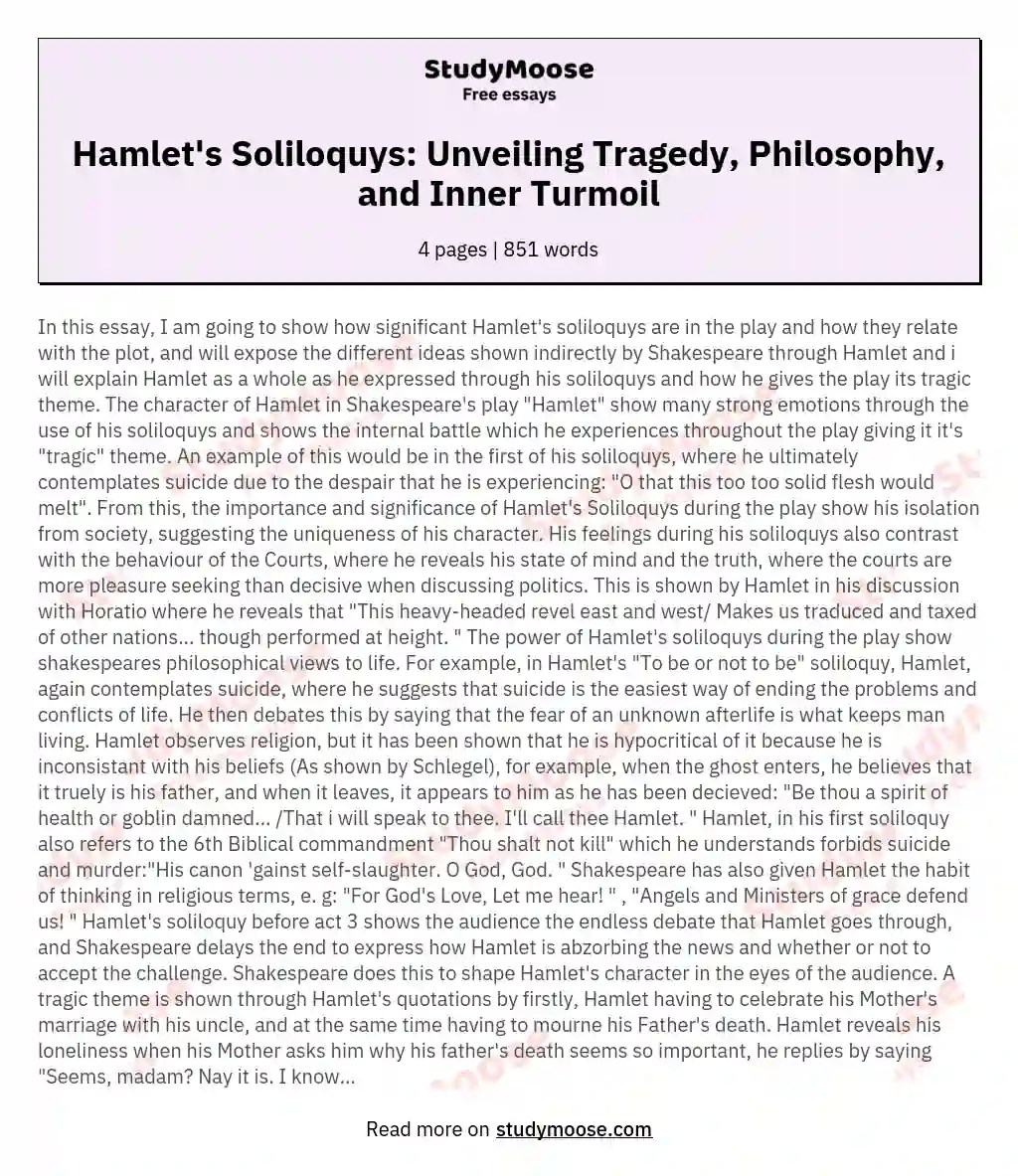 Hamlet's Soliloquys Unveiling Tragedy, Philosophy, and Inner Turmoil