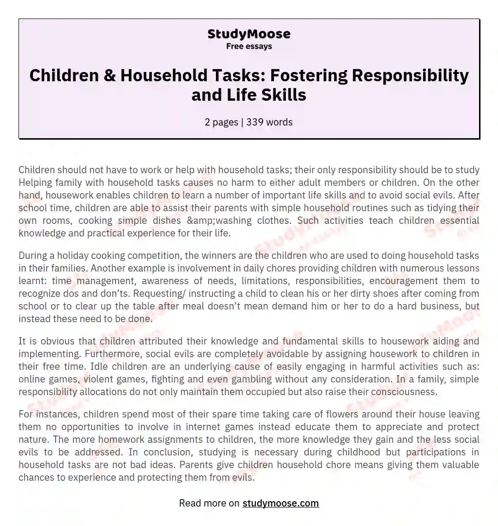Children & Household Tasks Fostering Responsibility and Life Skills