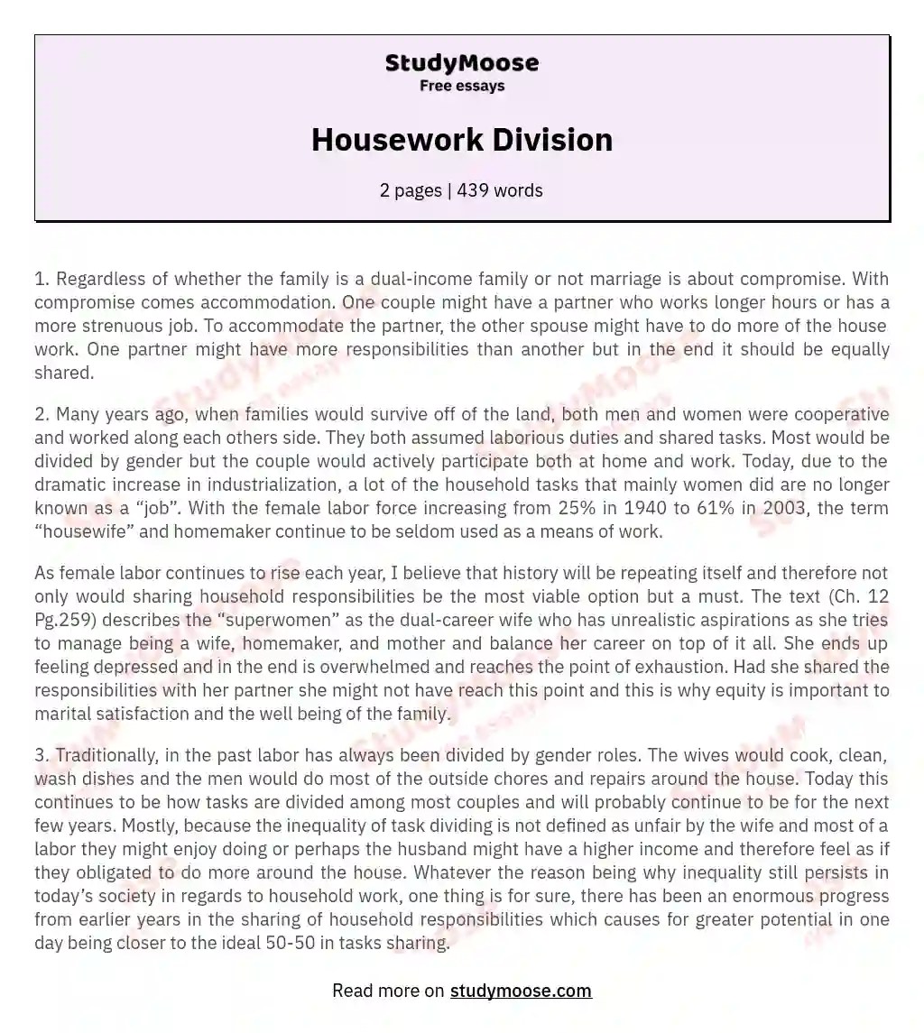 Housework Division Spouses Sharing Housework Equally Argumentative