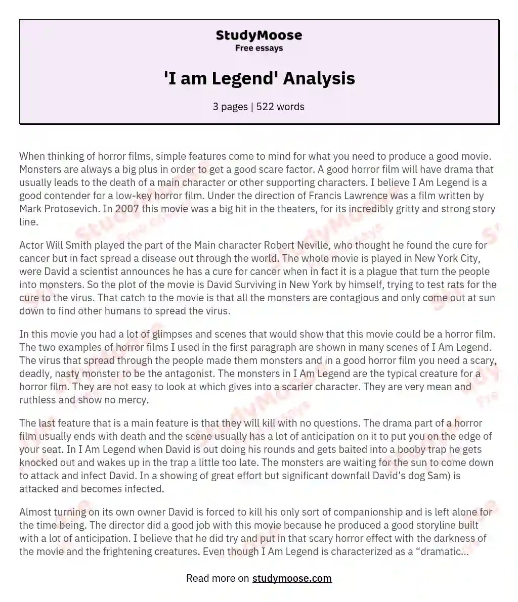 I Am Legend Worksheet Answers