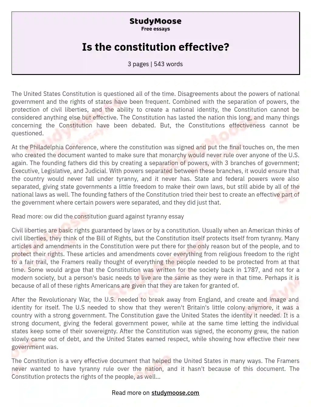 The Enduring Significance of the United States Constitution Free Essay Example