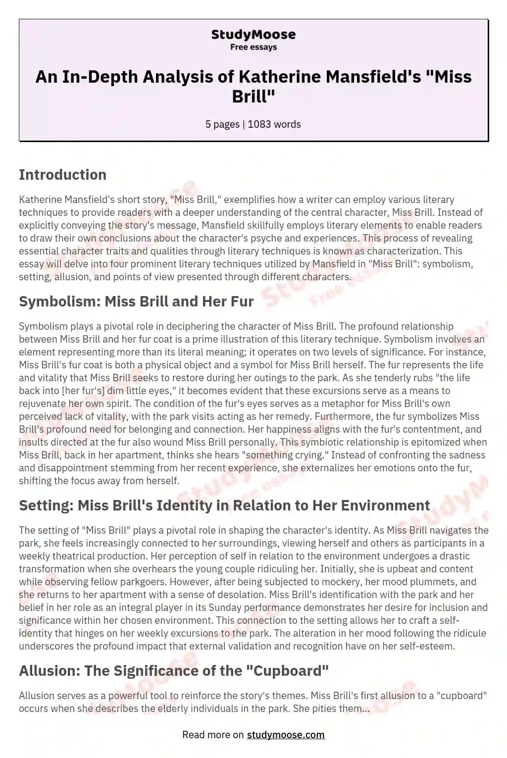 🌱 Miss brill symbolism analysis. Fur Coat and Garments Symbol in Miss