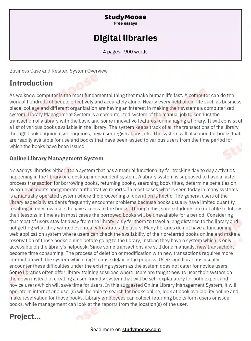 Digital libraries Free Essay Example