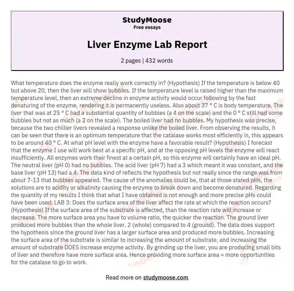 Temperature and enzymes lab answers. Enzymes and Hydrogen Peroxide