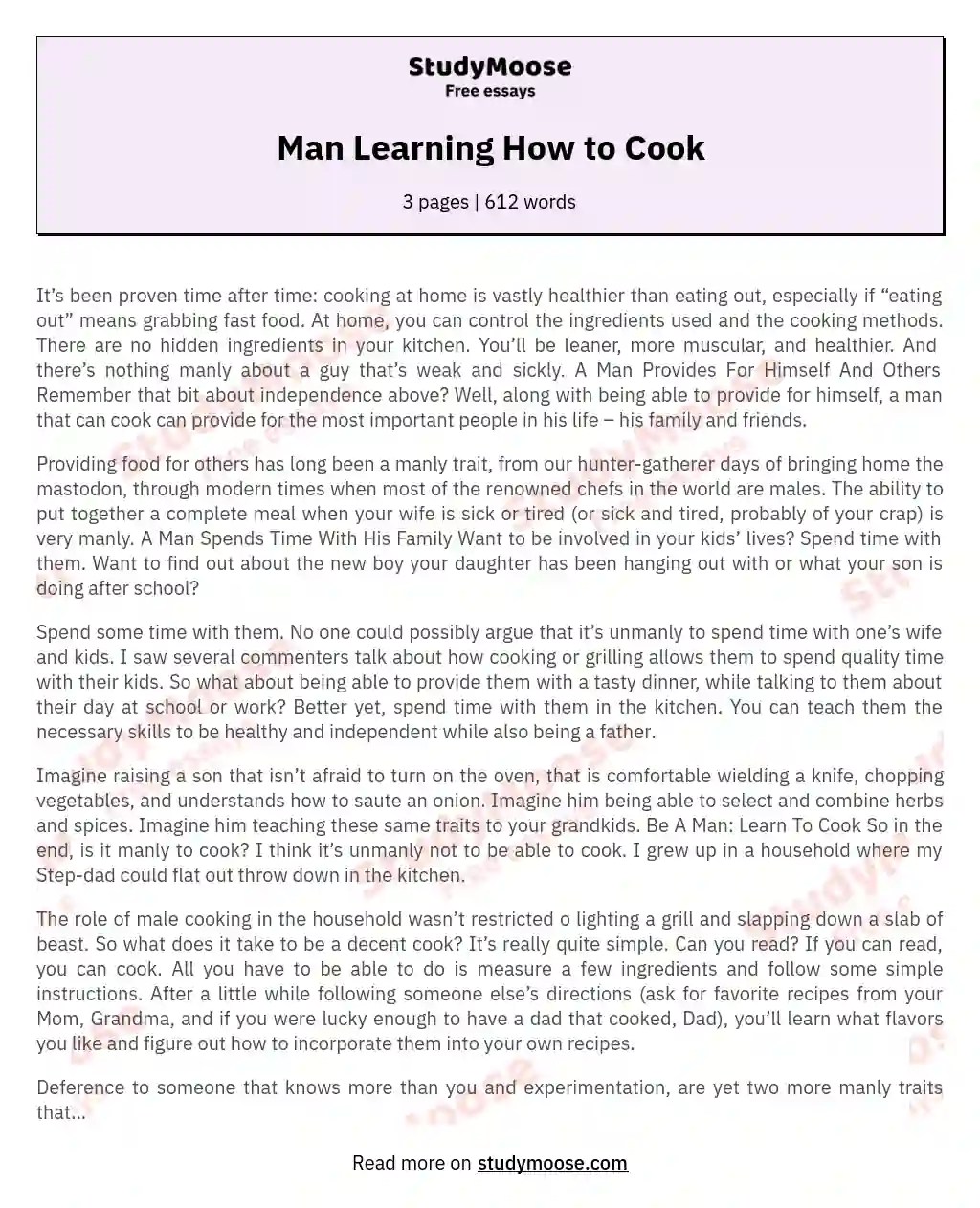 Cooking essay. Cooking Experience. 20221109