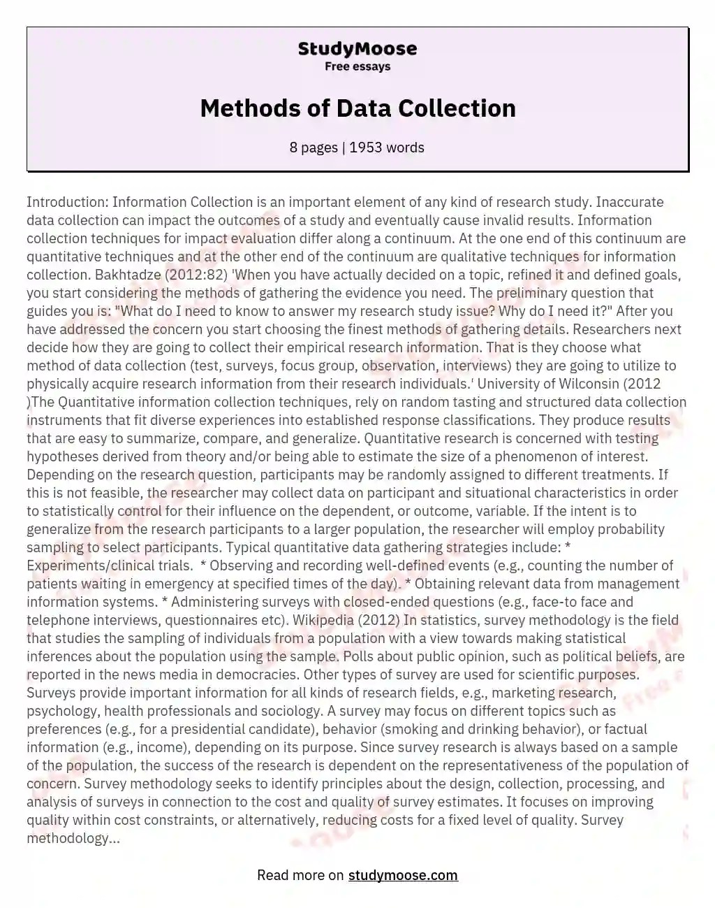 Data Collection Methods Examples