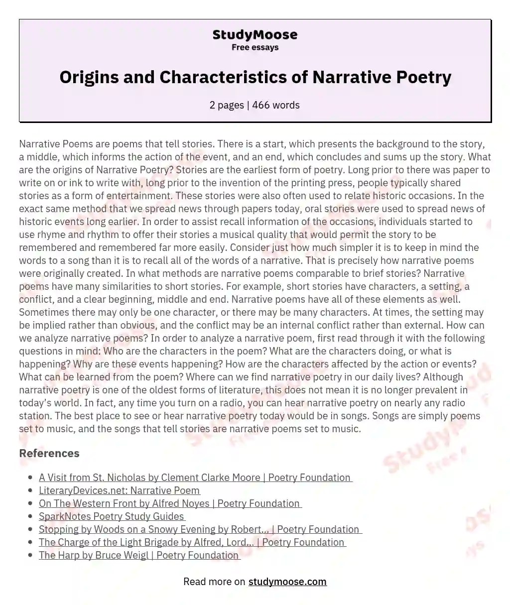 Short Narrative Poem Examples