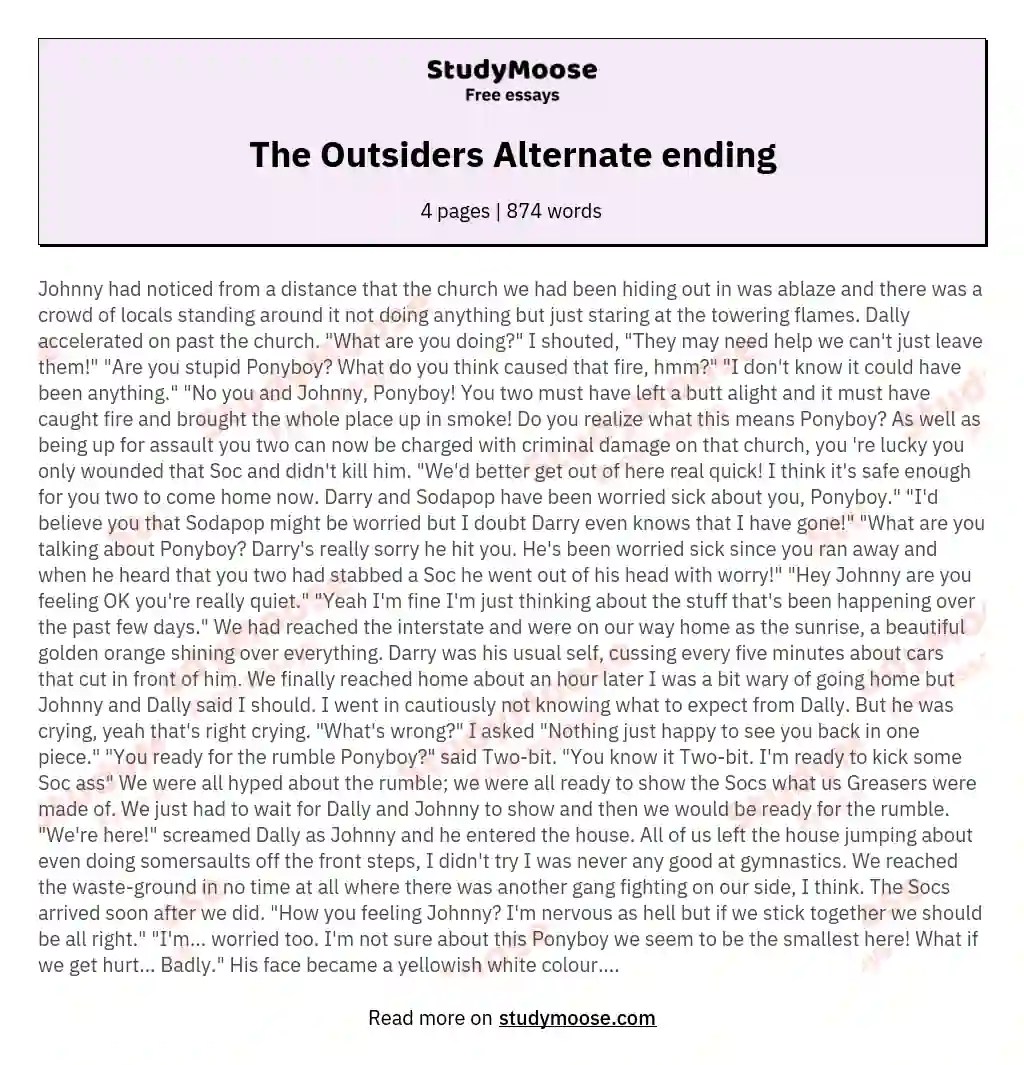 The Outsiders Alternate ending Free Essay Example