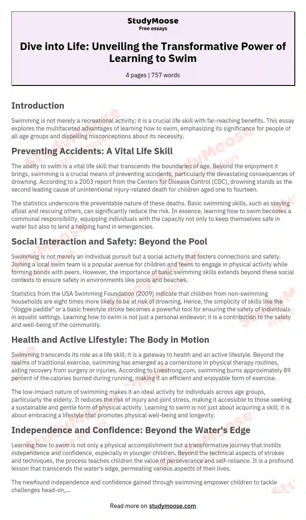 Dive into Life Unveiling the Transformative Power of Learning to Swim