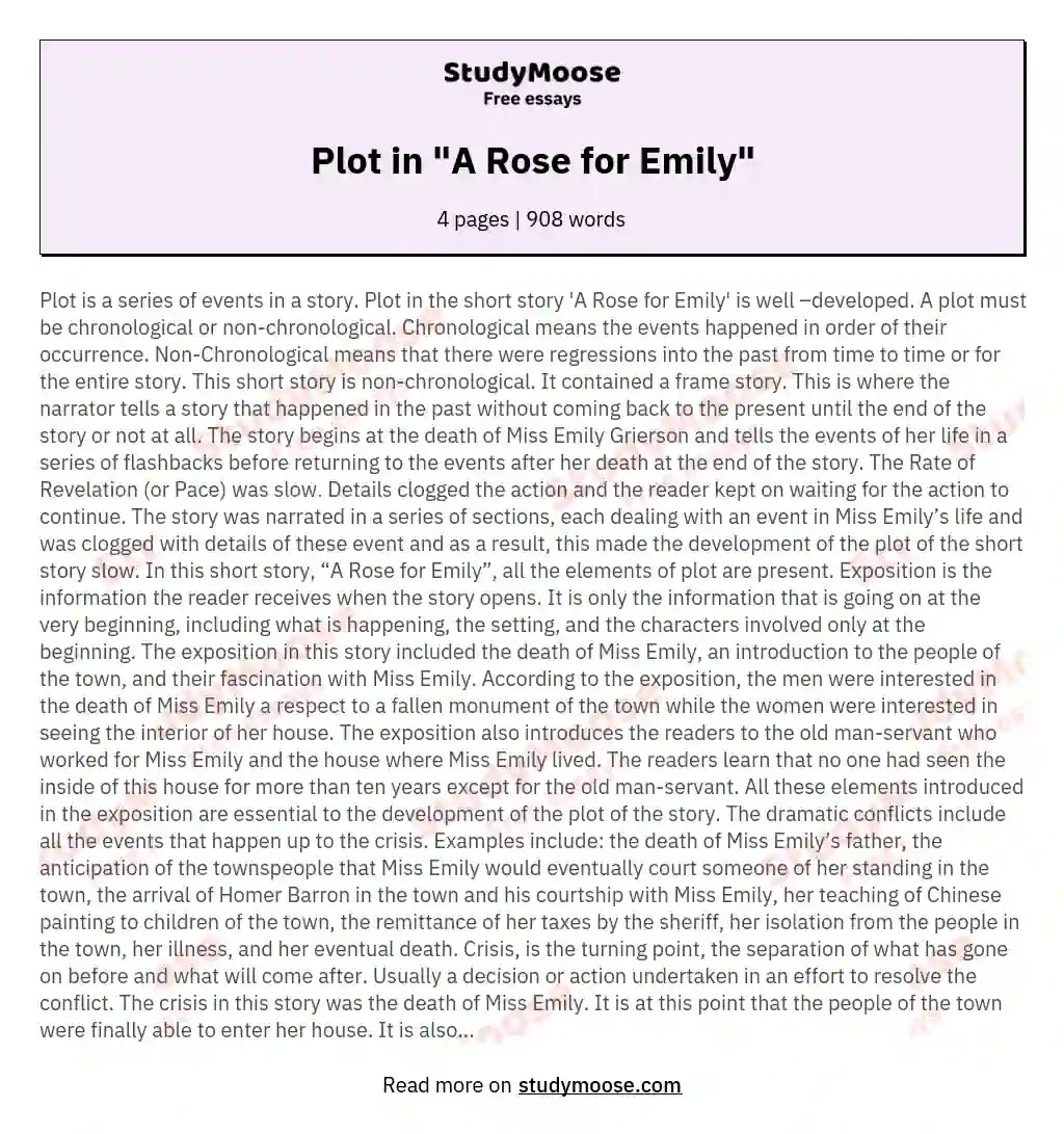 A Rose For Emily Plot Diagram