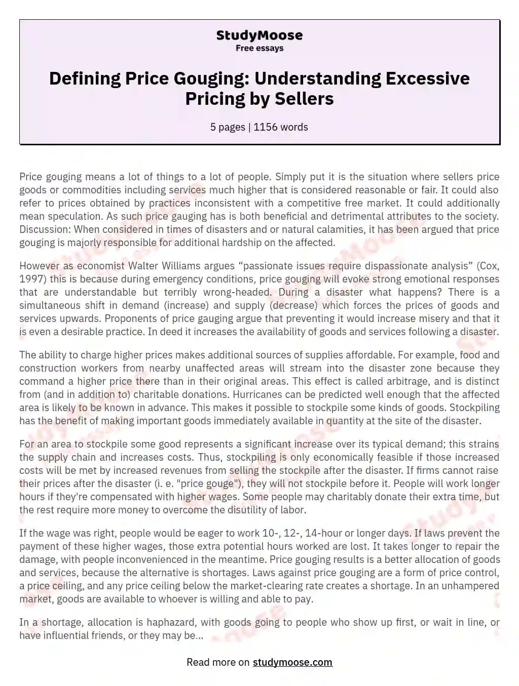 Defining Price Gouging Understanding Excessive Pricing by Sellers Free
