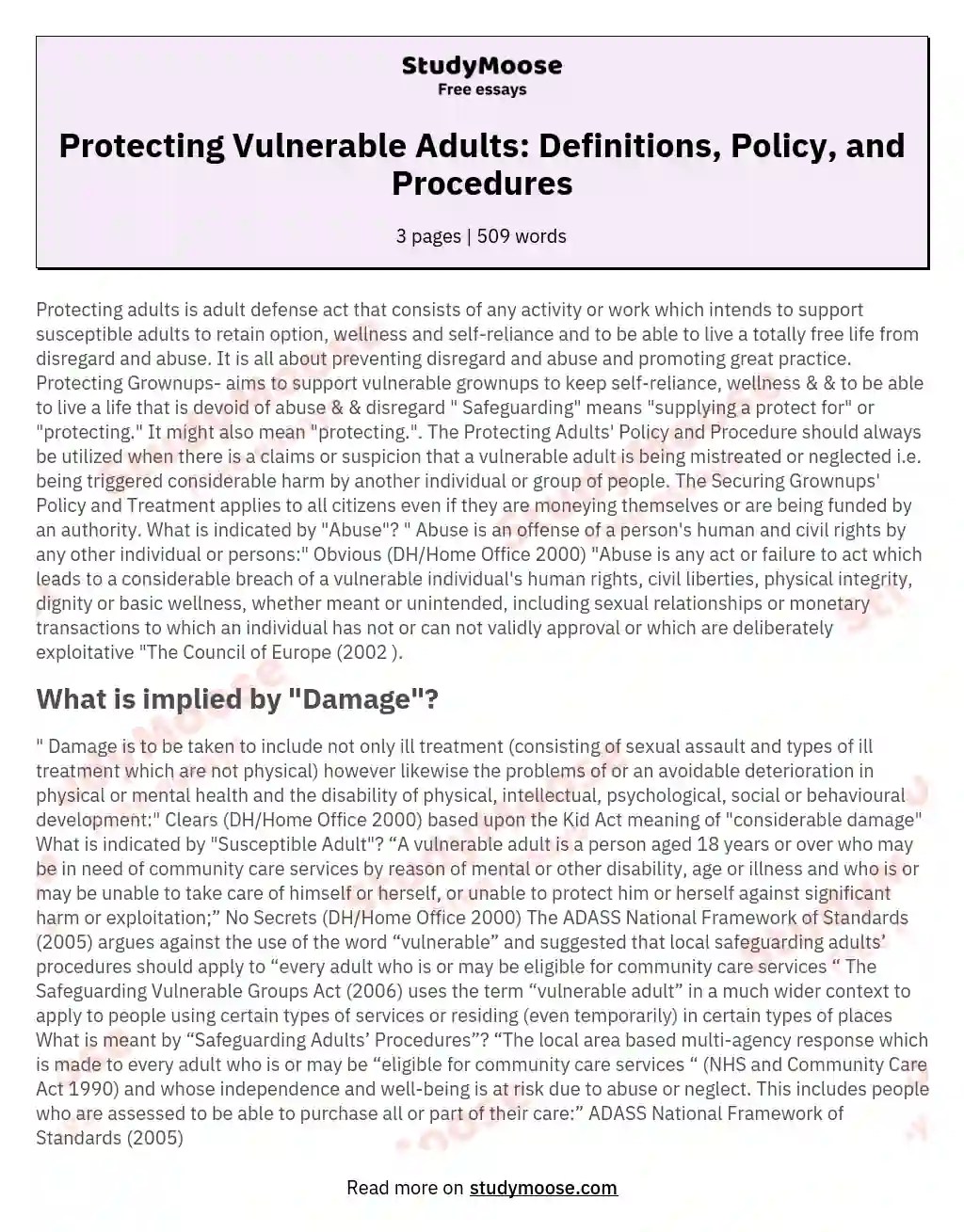 Protecting Vulnerable Adults Definitions, Policy, and Procedures Free