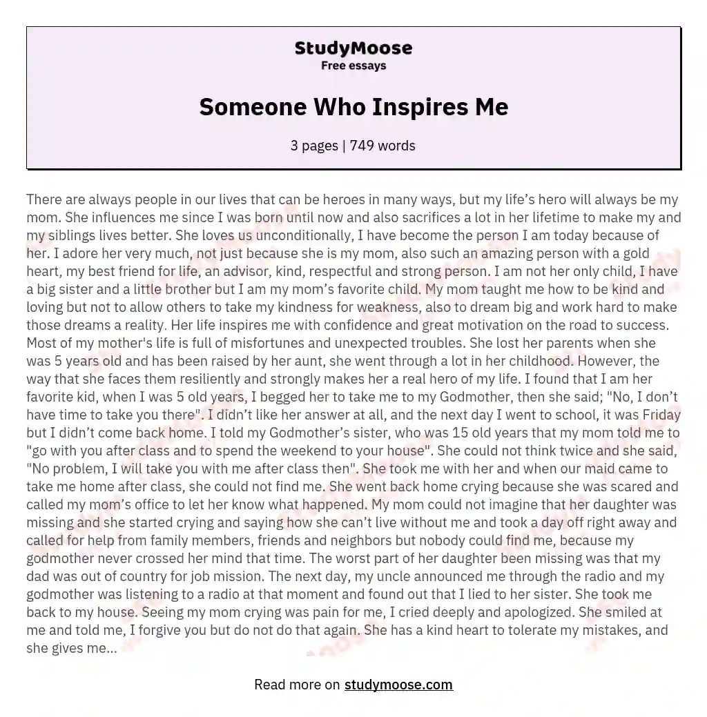 Someone Who Inspires Me Free Essay Sample