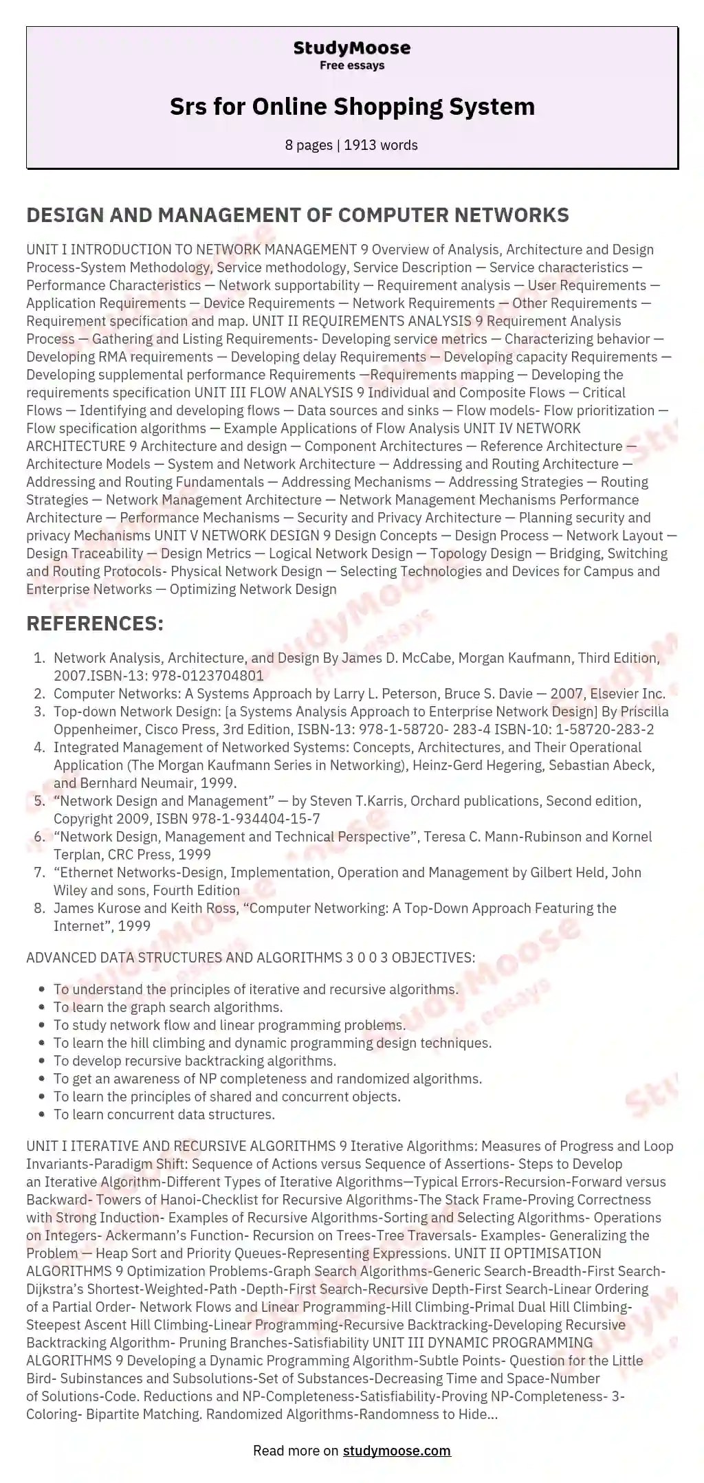 Srs for Online Shopping System Free Essay Example
