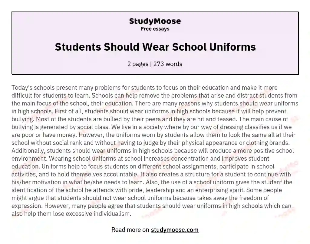 ⚡ Why should we have to wear school uniforms. Why Should Students Wear